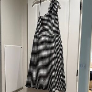 Anthropologie Black and White One Shoulder A-line Dress